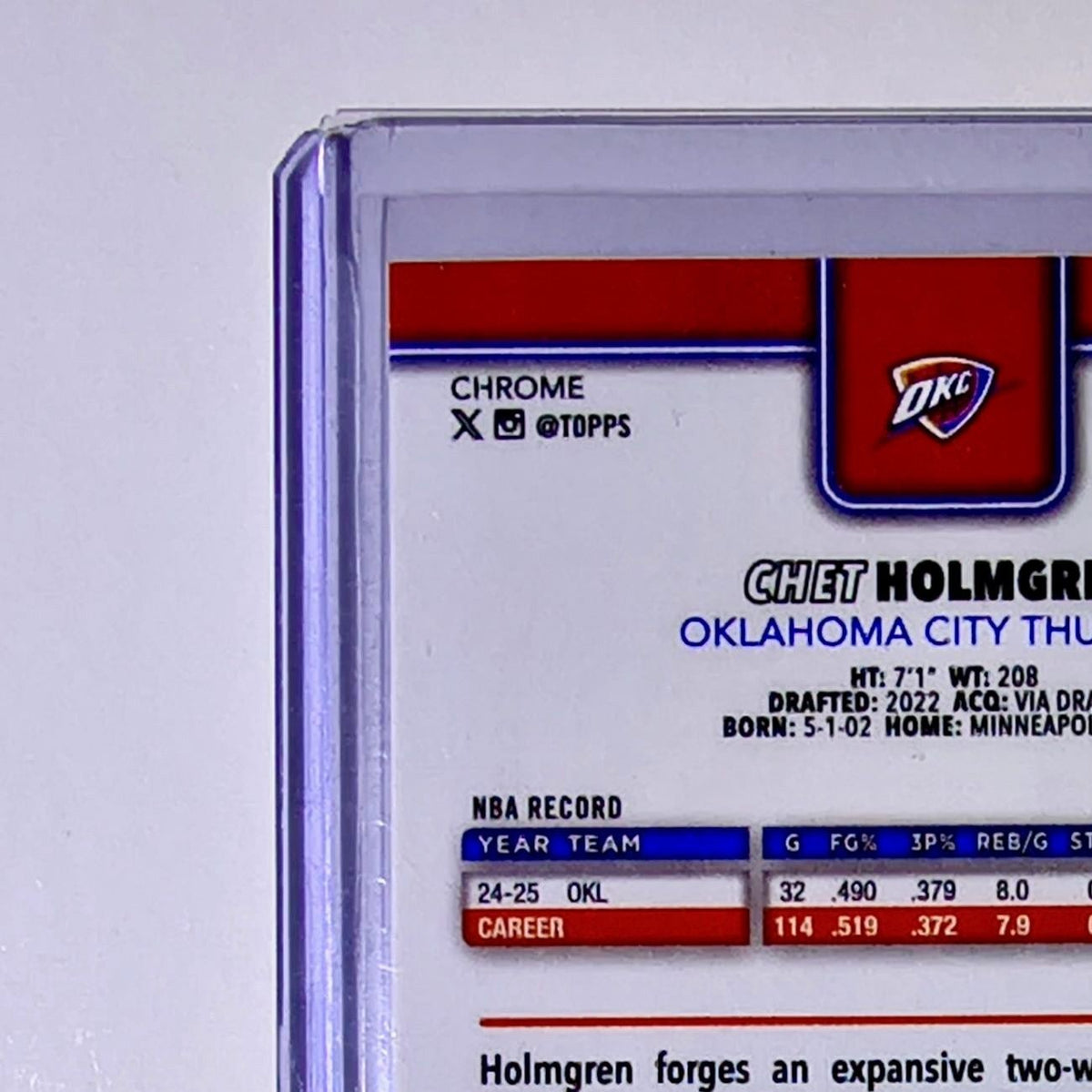 Chet Holmgren 2025-26 NBA Topps Chrome Update X-Fractor #31 Card Thunder