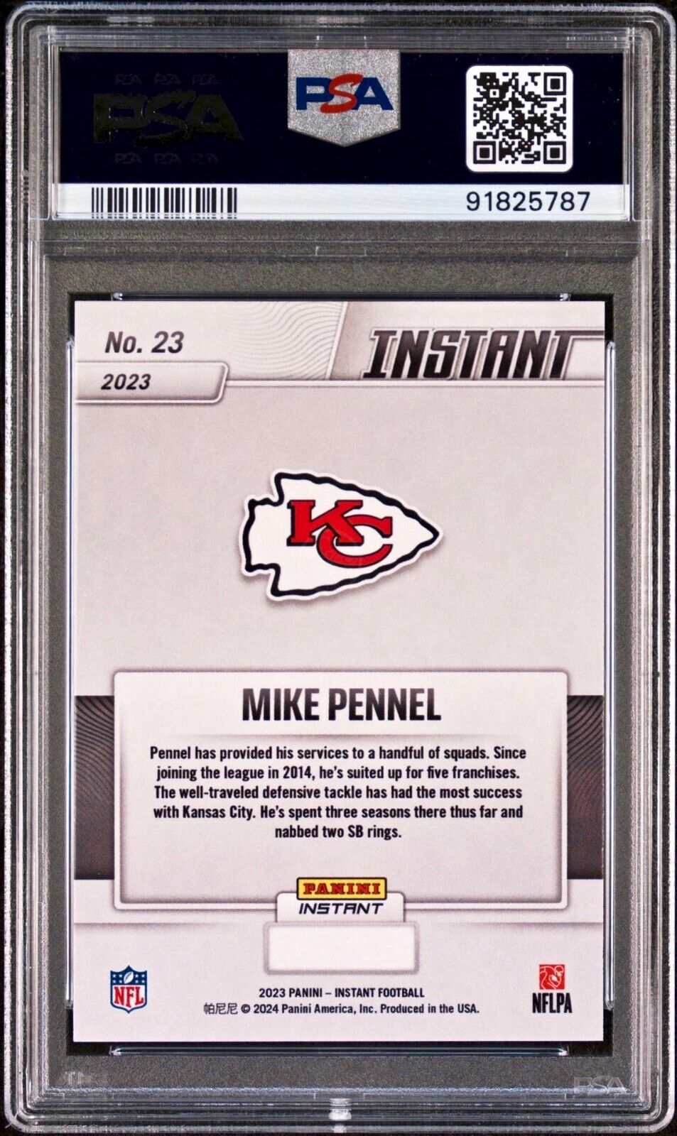 Mike Pennel 2023 Panini NFL Superbowl Champions #23 Card PSA 9 Mint