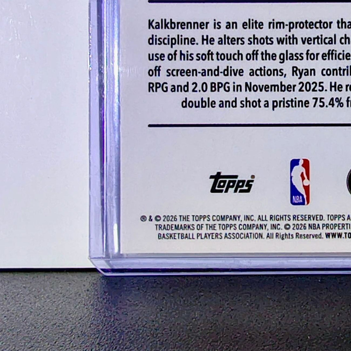 Ryan Kalkbrenner Rookie 2025-26 NBA Topps Chrome Update #184 Card Hornets