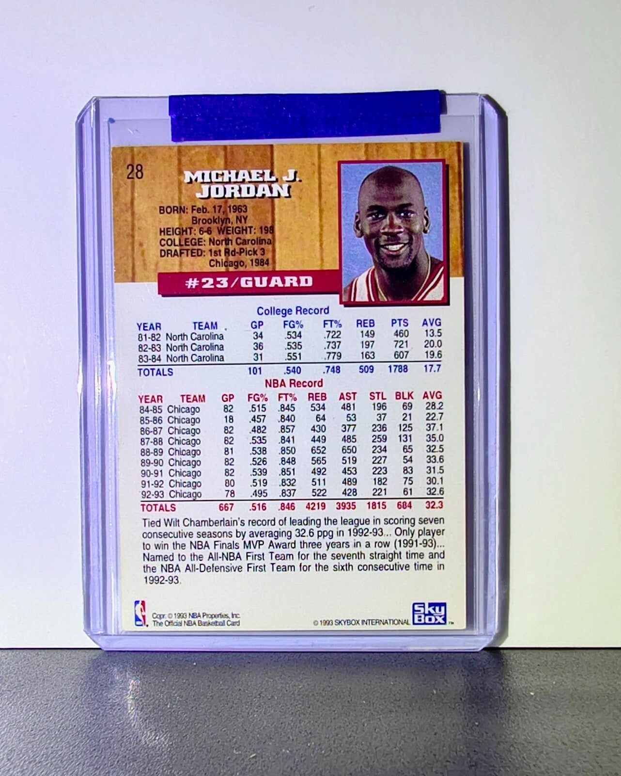 Michael Jordan 1993-94 NBA Hoops #28 Basketball Card Chicago Bulls