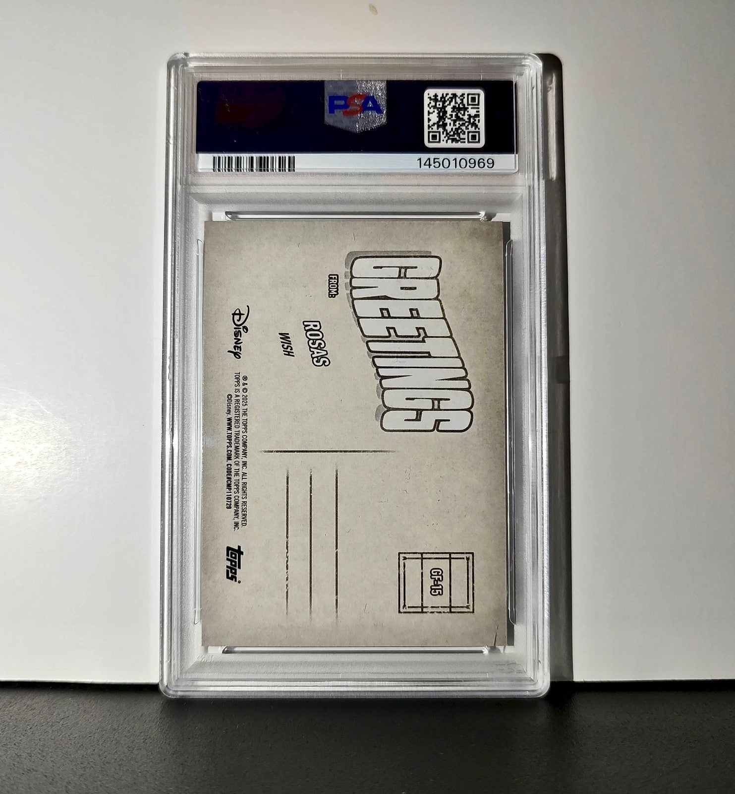 Rosas 2025 Topps Disney Wonder #GF-15 Greetings From Card Wish PSA 9
