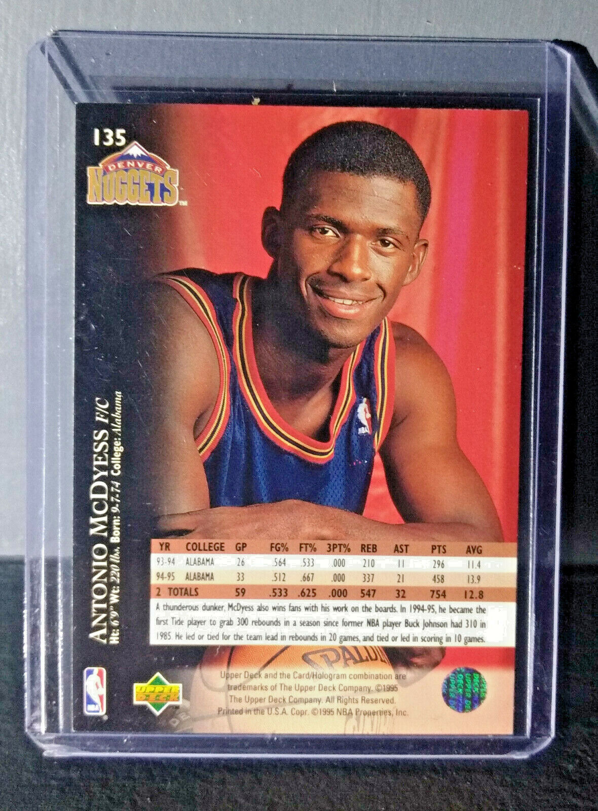 1995-96 Upper Deck Antonio McDyess #135 Basketball Card