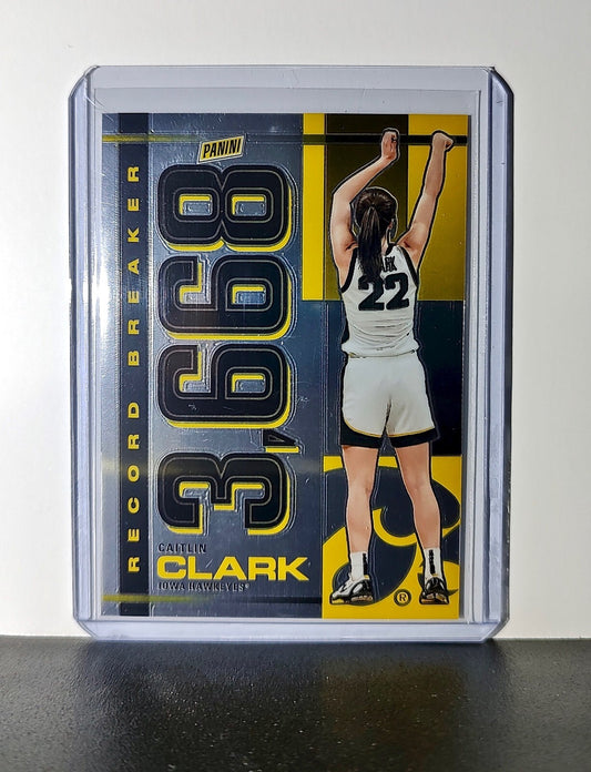 Caitlin Clark 2024 Silver Foil Panini Record Breaker #RBCC Card Iowa Hawkeyes
