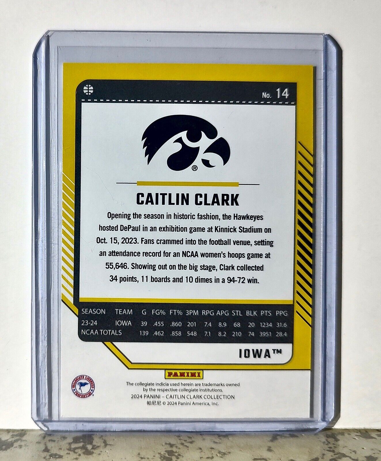 2024 Caitlin Clark Panini Donruss #14 Basketball Card Iowa Hawkeyes