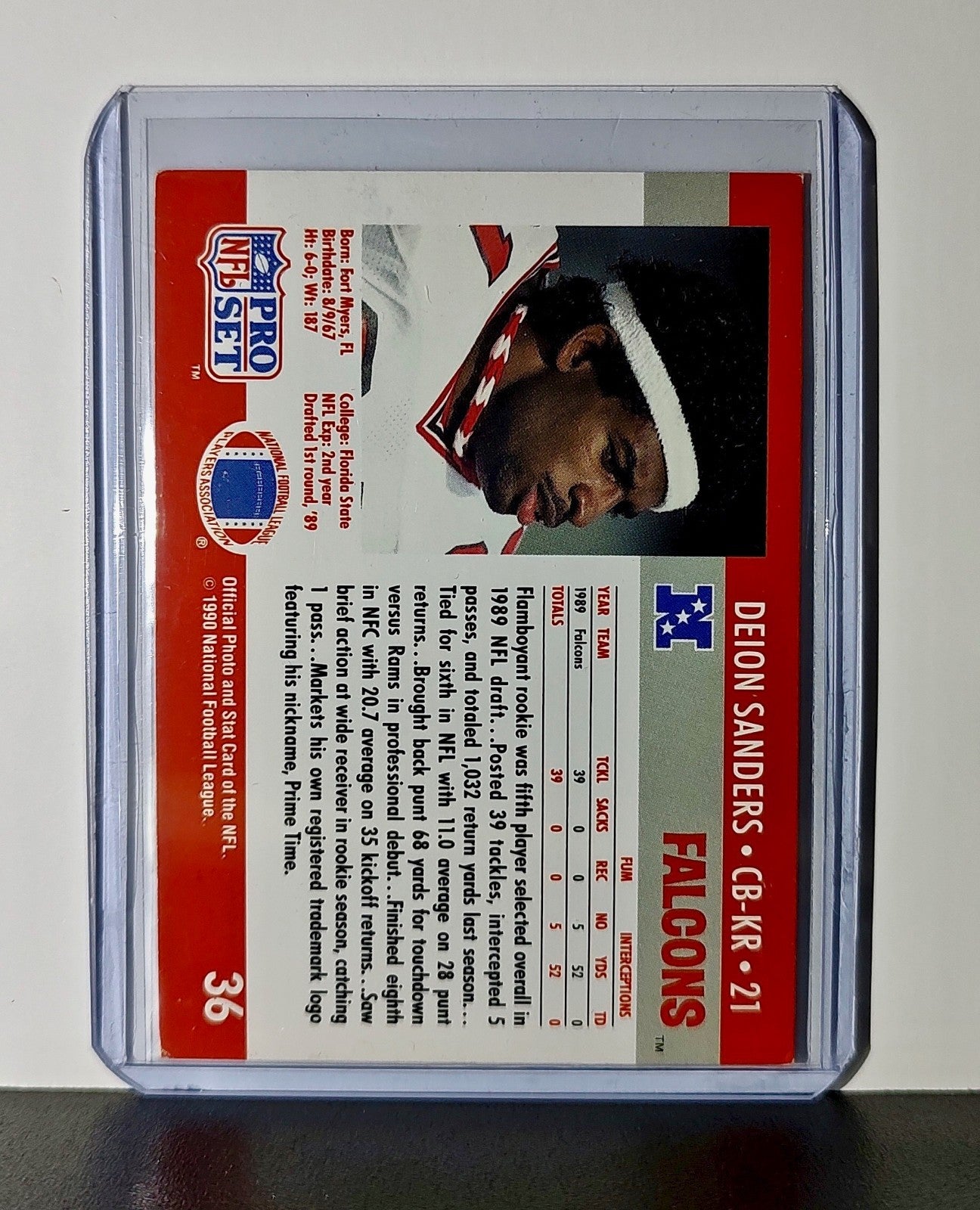 Deion Sanders 1990 Pro Set NFL #36 Card Atlanta Falcons