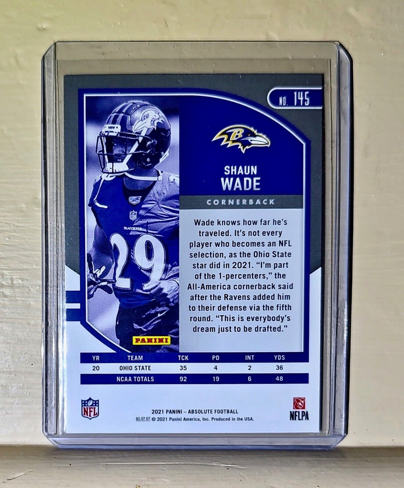 Shaun Wade 2021 Panini NFL Absolute Football #145  Rookie Card Ravens