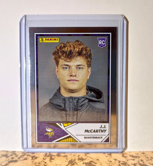 J.J. McCarthy 2024 Panini NFL #78 Silver Foil Rookie Sticker Card Vikings