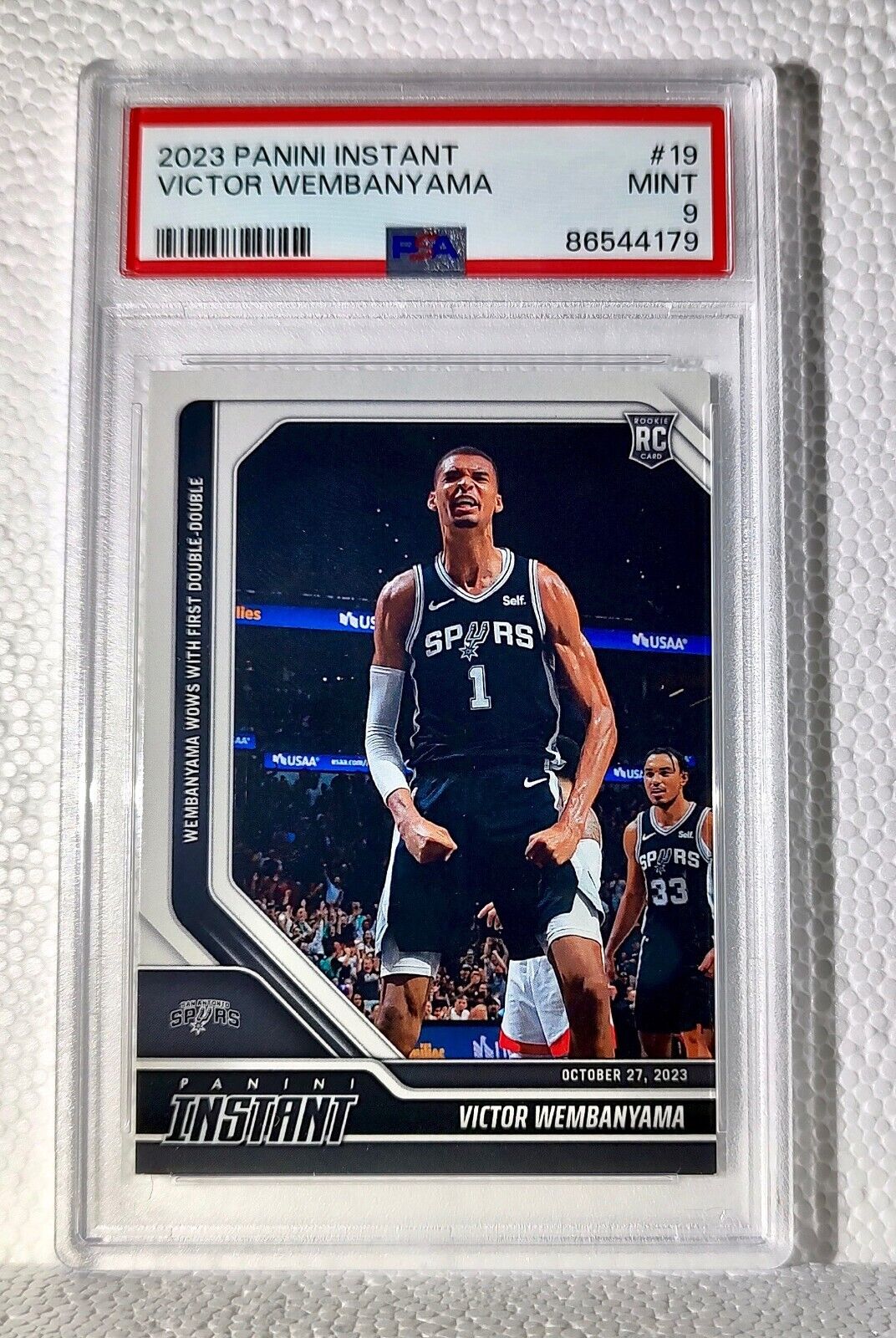 Victor Wembanyama 2023-24 Panini #19 NBA Rookie Card Spurs 1 of 18095 PSA 9 Mint