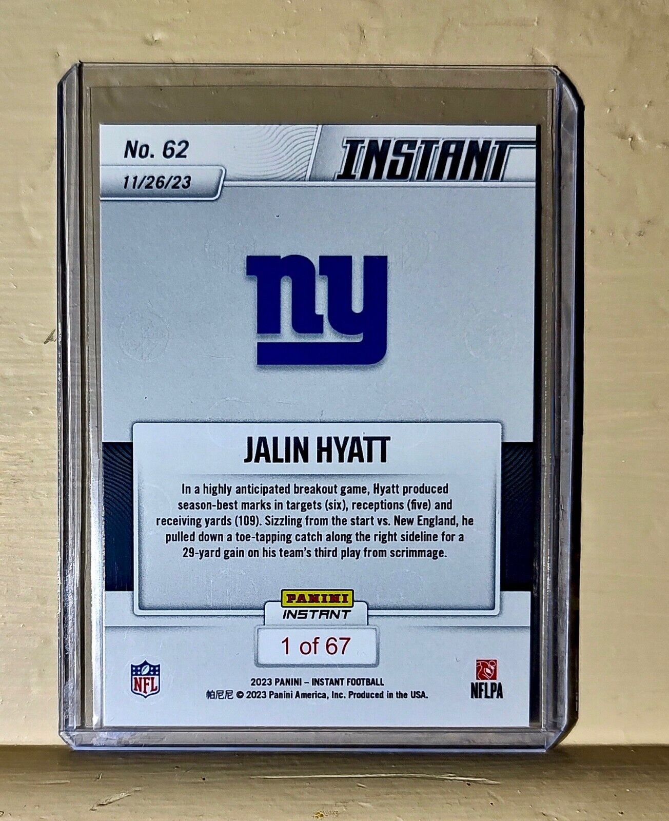 Jalin Hyatt 2023 Panini NFL Rookie Football #62 Card 1 of 67 Giants