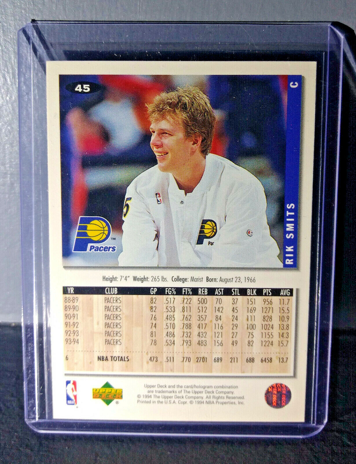 1994-95 Rik Smits Upper Deck Collector's Choice Silver Signature #45 Card