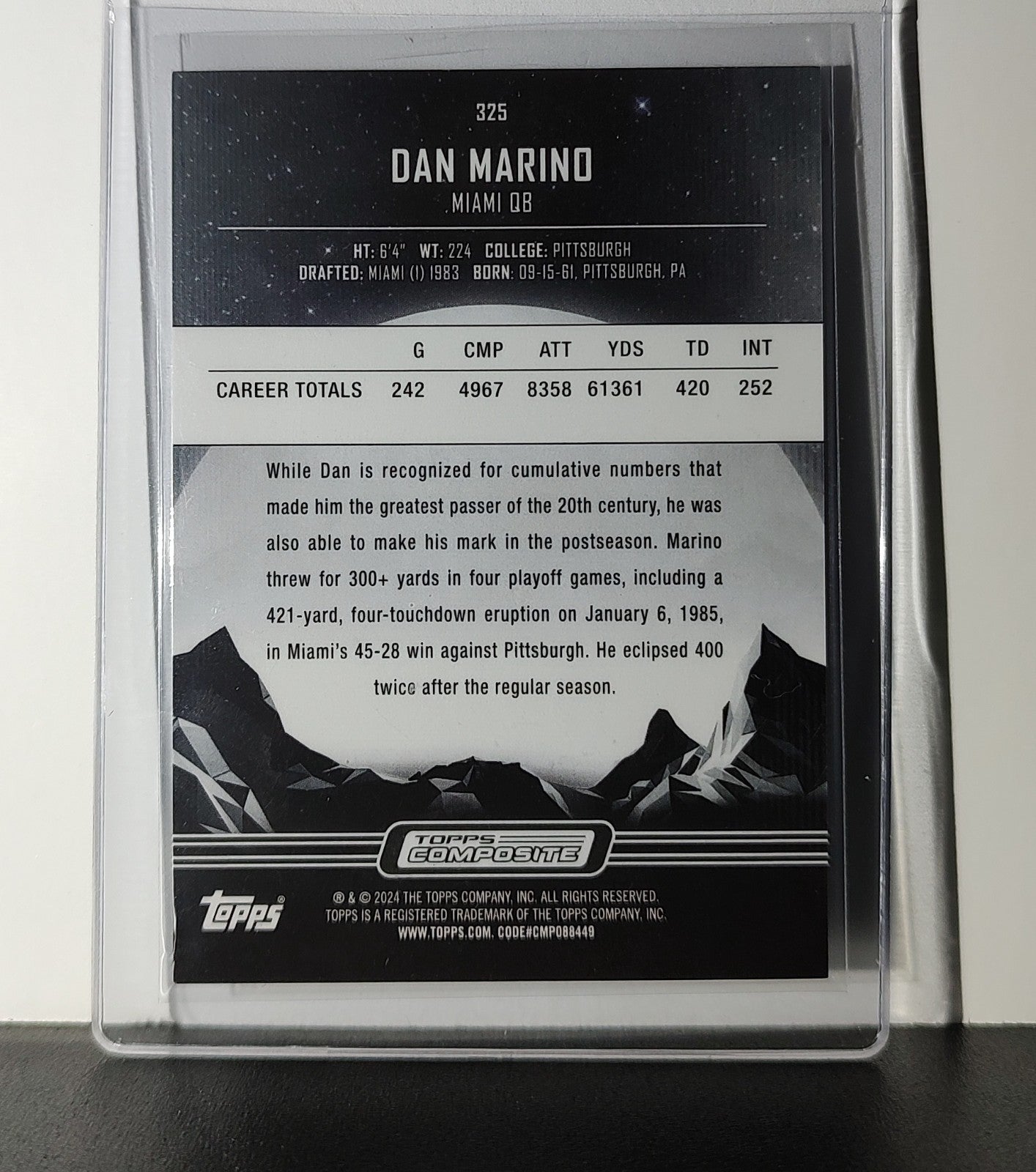 Dan Marino 2023 Topps Midnight NFL #325 Card Miami Dolphins