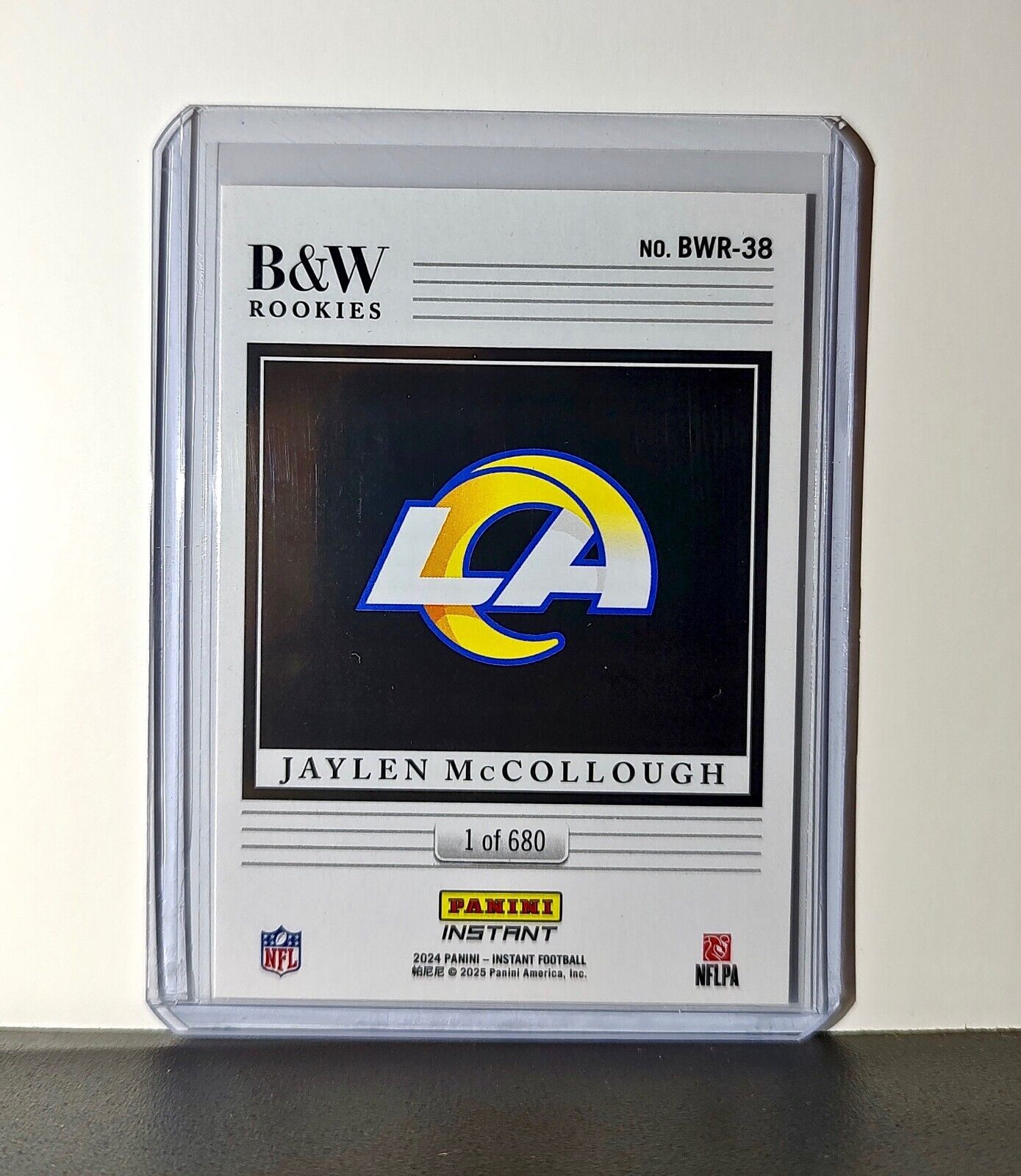 Jaylen McCollough 2024 Panini NFL #38 Black & White Rookies Card Rams 1 of 680