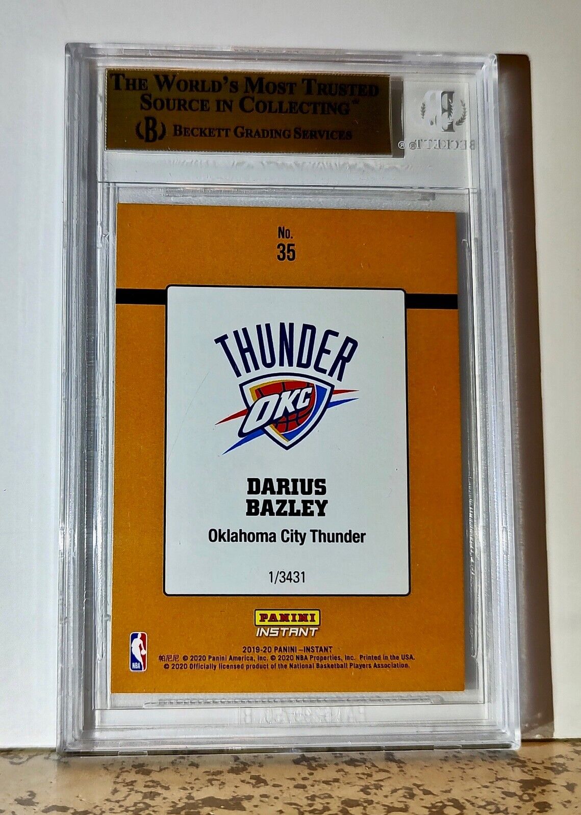 Darius Bazley 2019-20 Panini NBA #35 1989 Rated Rookies 1/3431 BGS 9.5 Thunder