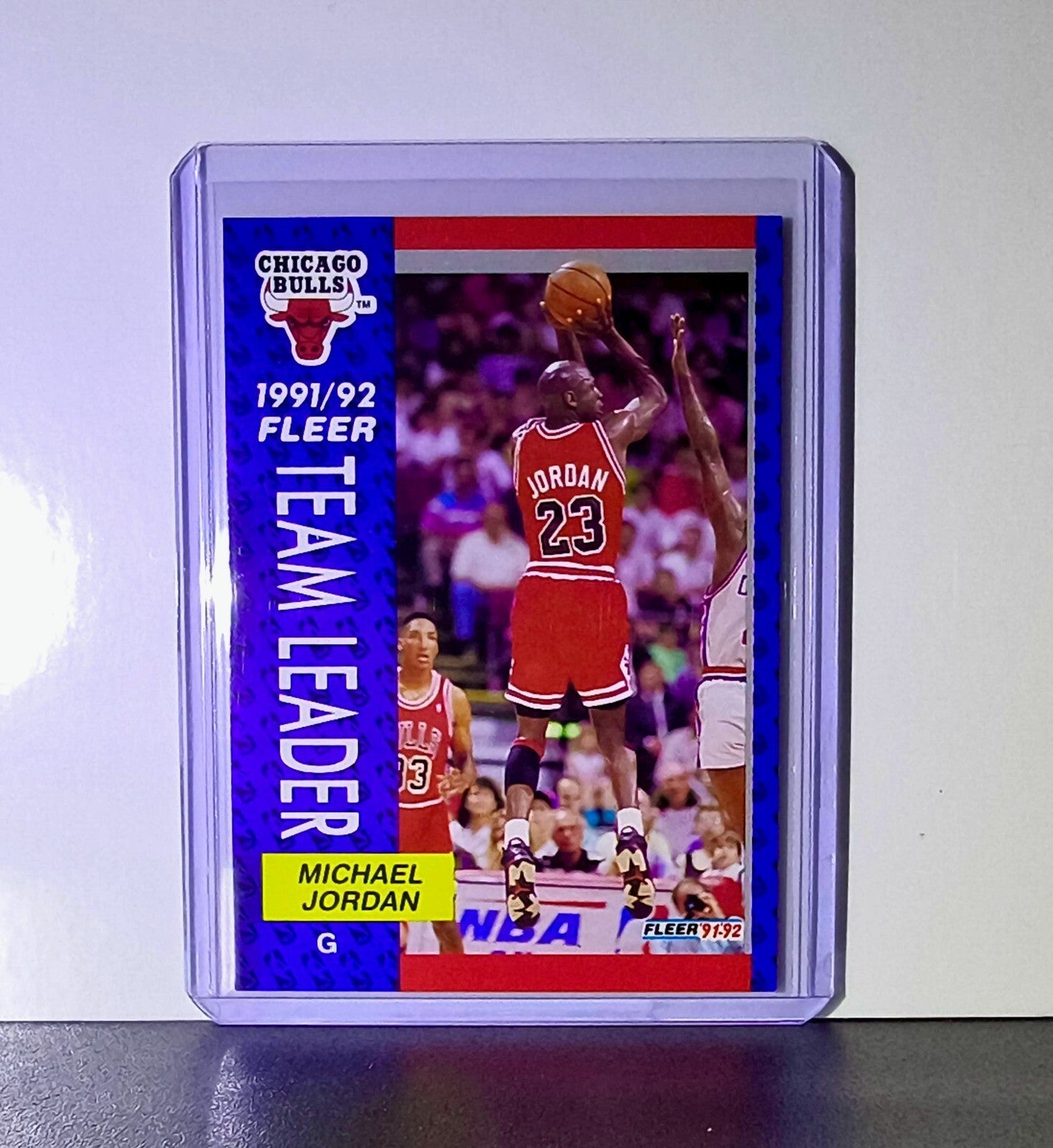 Michael Jordan 1991-92 Fleer Team Leader #375 Basketball Card Chicago Bulls
