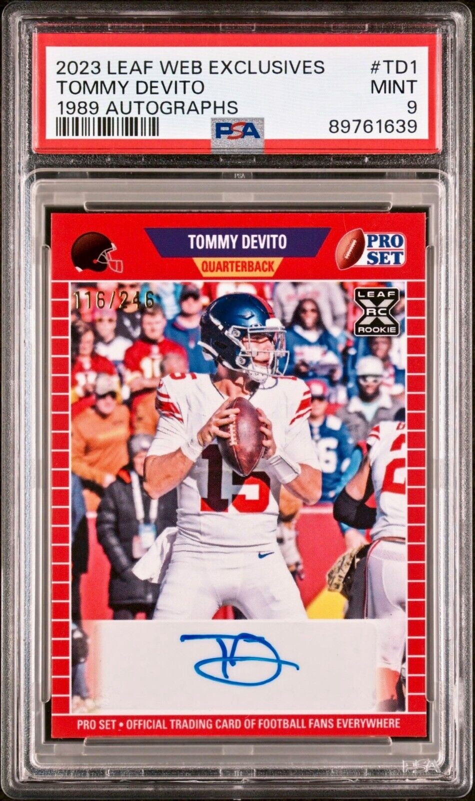 Tommy Devito 2023 Leaf NFL Rookie Autographed #PA-TD1 Card 116 of 246 PSA 9 MINT