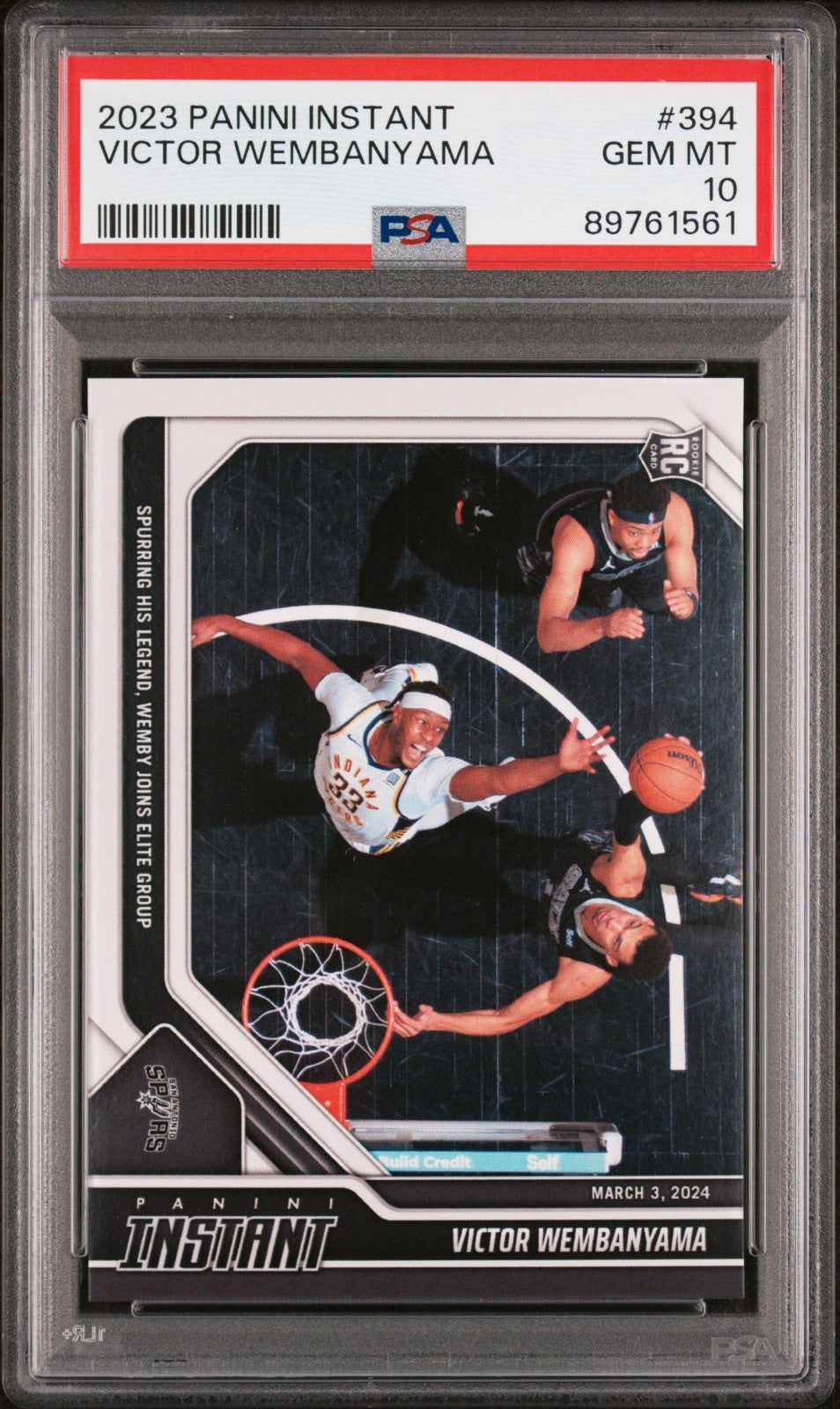Victor Wembanyama 2023-24 Panini #394 NBA Rookie Card 1 of 2849 PSA 10 GEM MINT