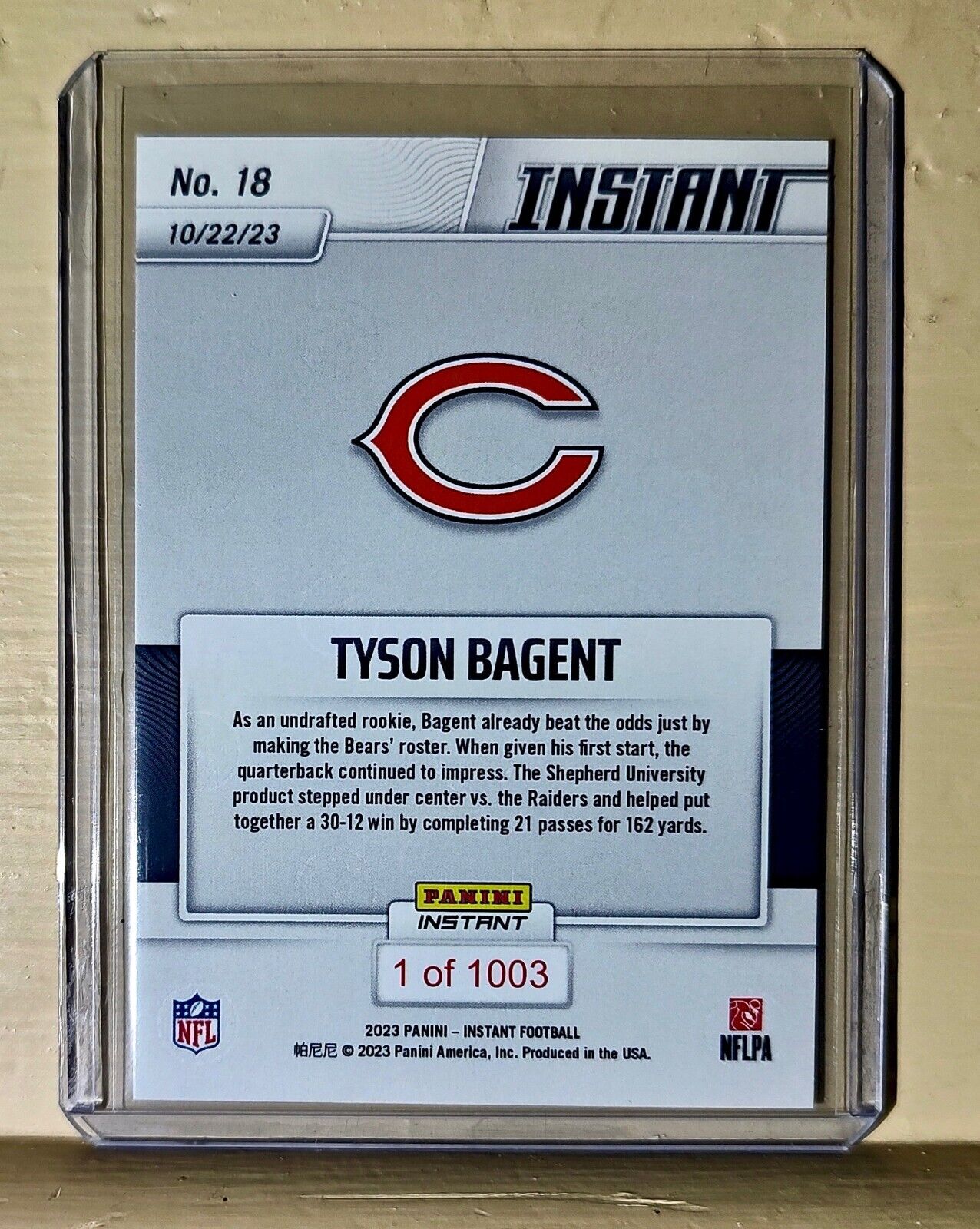 Tyson Bagent 2023 Panini NFL Rookie Football #18 Card 1 of 1003 Bears