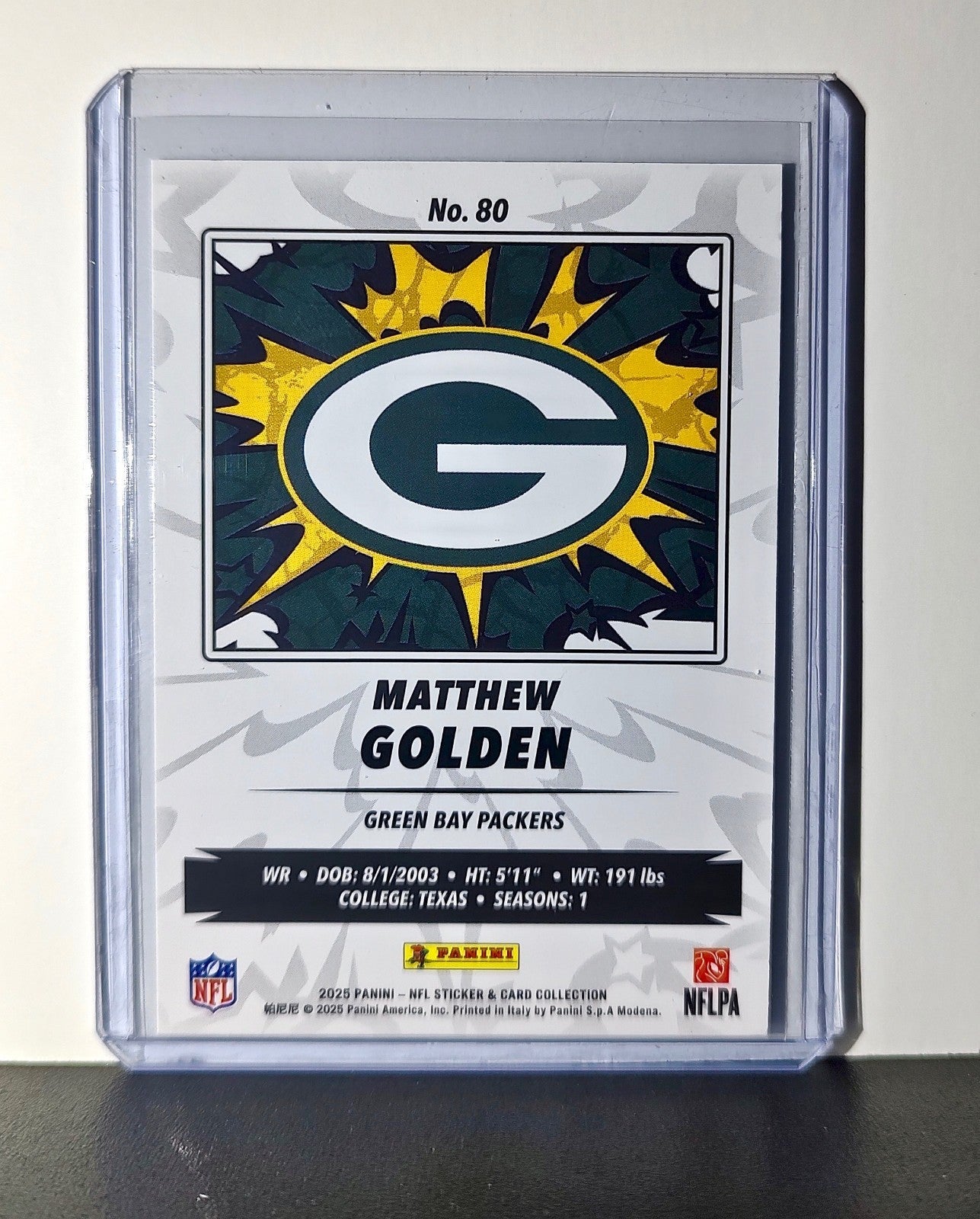 Matthew Golden Rookie 2025 Panini NFL #80 Foil Sticker Card Green Bay Packers