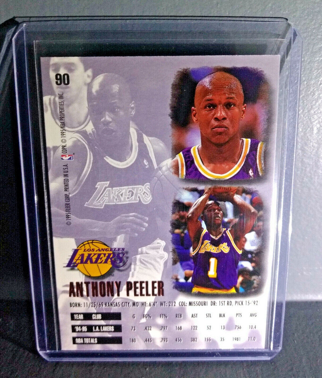 1995-96 Anthony Peeler Fleer Ultra #90 Basketball Card