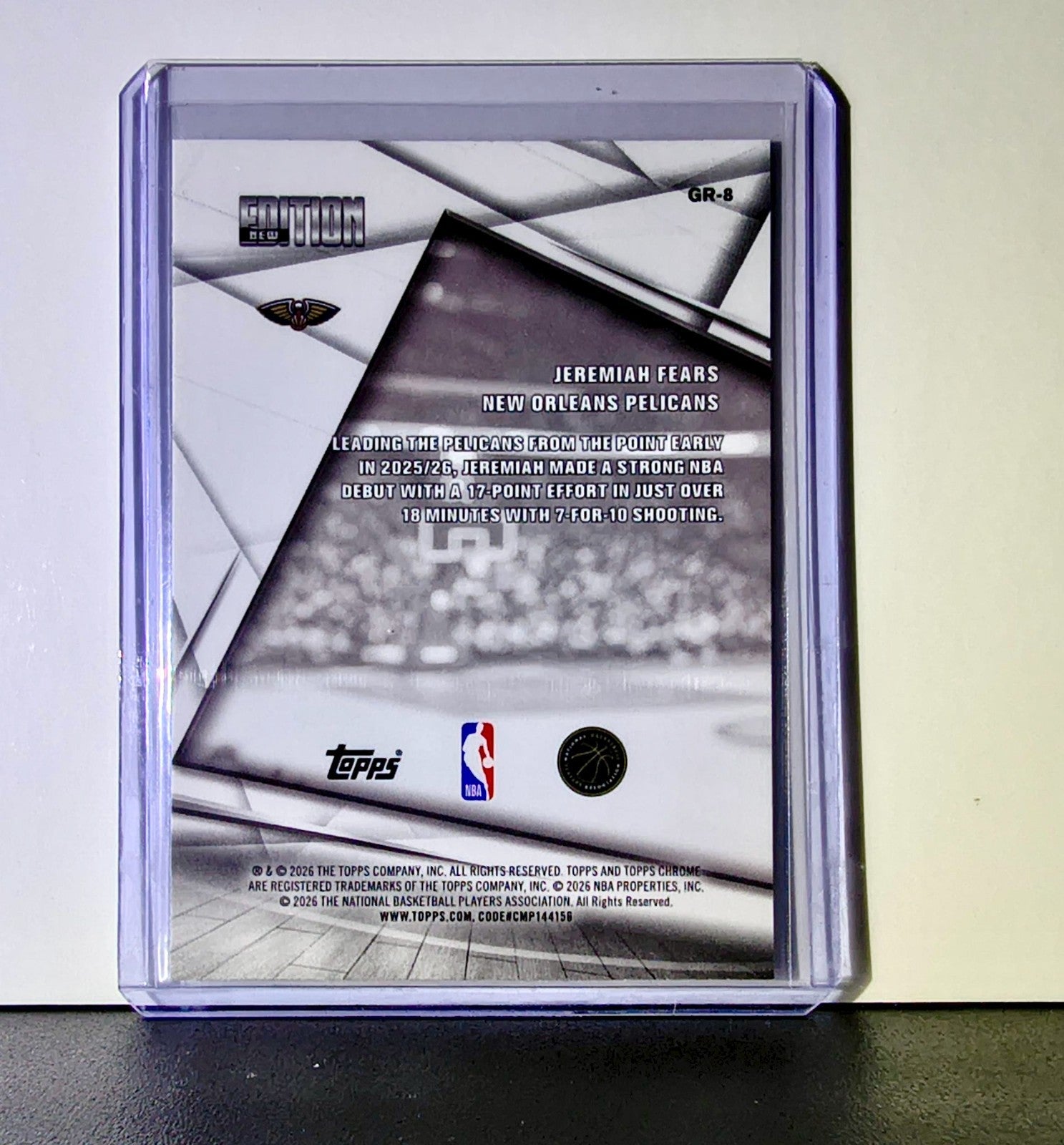Jeremiah Fears Rookie 2025-26 NBA Topps Chrome Update New Editions #GR-8 Card