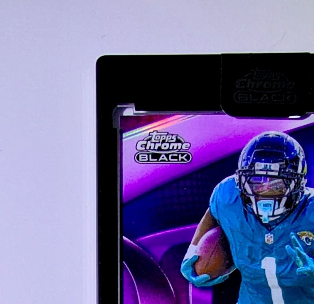 Travis Etienne Jr. 2025 NFL Topps Chrome Black #AU-TE Purple Refractor 58/75