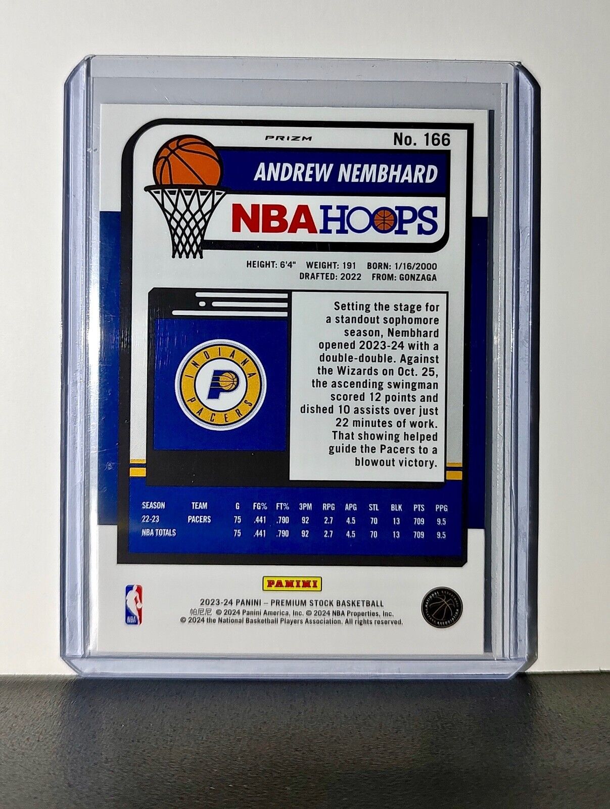Andrew Nembhard 2023-24 Panini Premium Stock NBA Hoops #166 Prizm Refractor Card