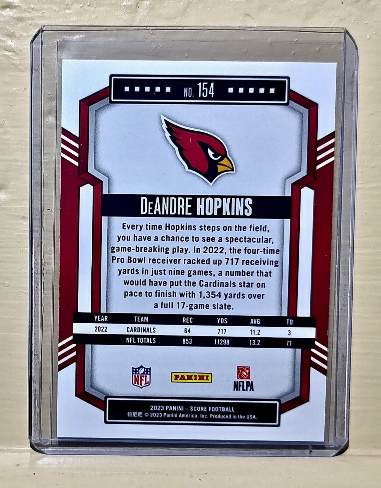 DeAndre Hopkins 2023 Panini NFL #154 Score Football Card Arizona Cardinals