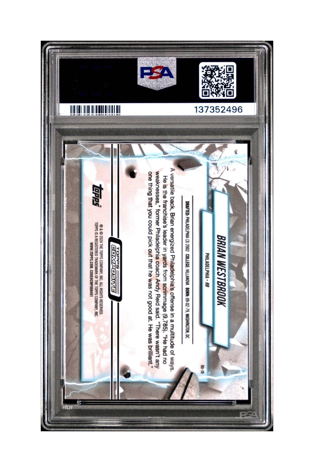 Brian Westbrook 2023 Topps Resurgence #RG-18 Gold Refractors 39/50 PSA 10 Gem