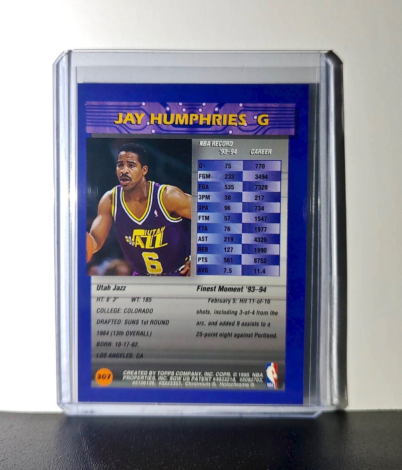 Jay Humphries 1994-95 Topps Finest #307 Basketball Card