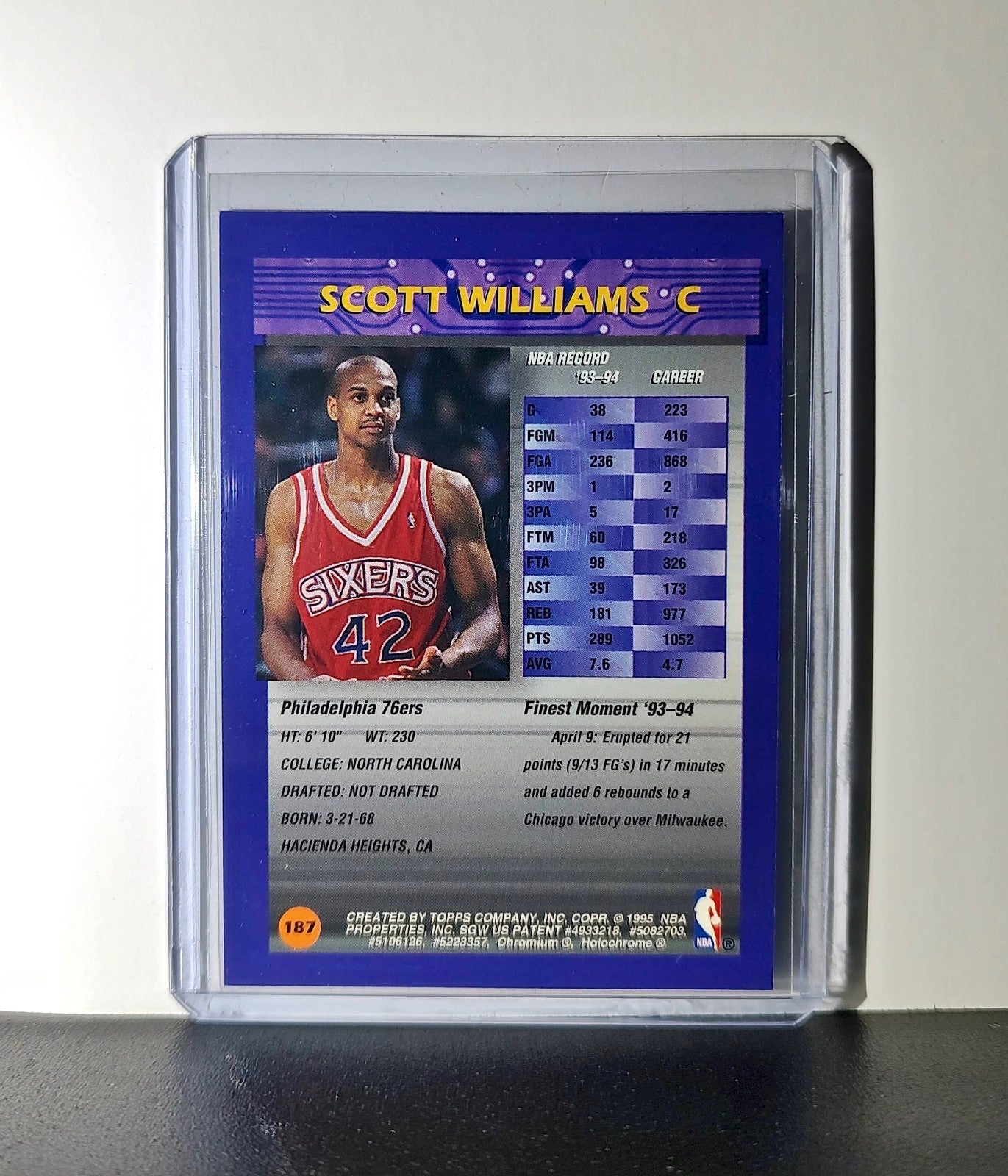Scott Williams 1994-95 Topps Finest #187 Basketball Card
