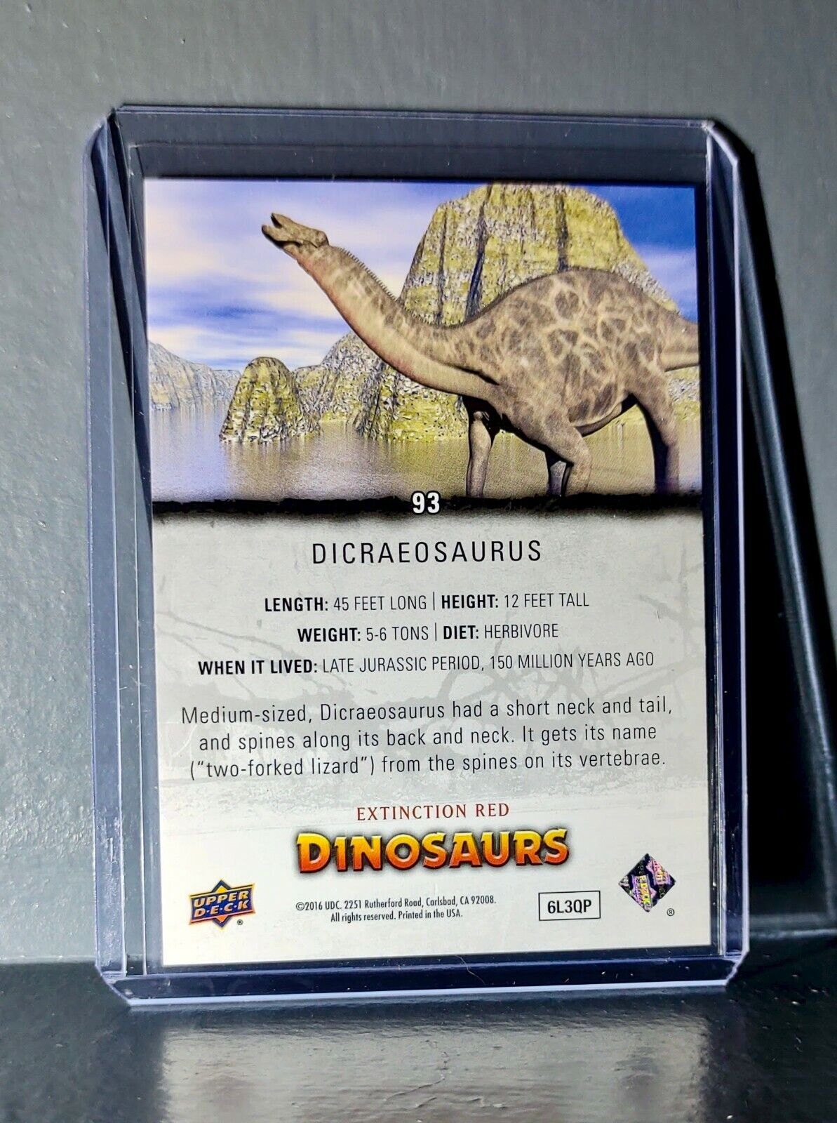 2015 Upper Deck Dinosaurs Dicraeosaurus Extinction Red Parallel #93 Card