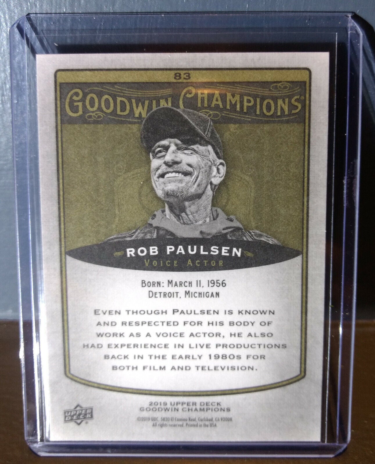 2019 Upper Deck Goodwin Champions Rob Paulsen #83 Voice Actor Trading Card