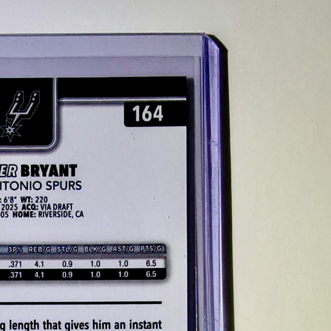 Carter Bryant Rookie 2025-26 NBA Topps Chrome Update #164 Card San Antonio Spurs