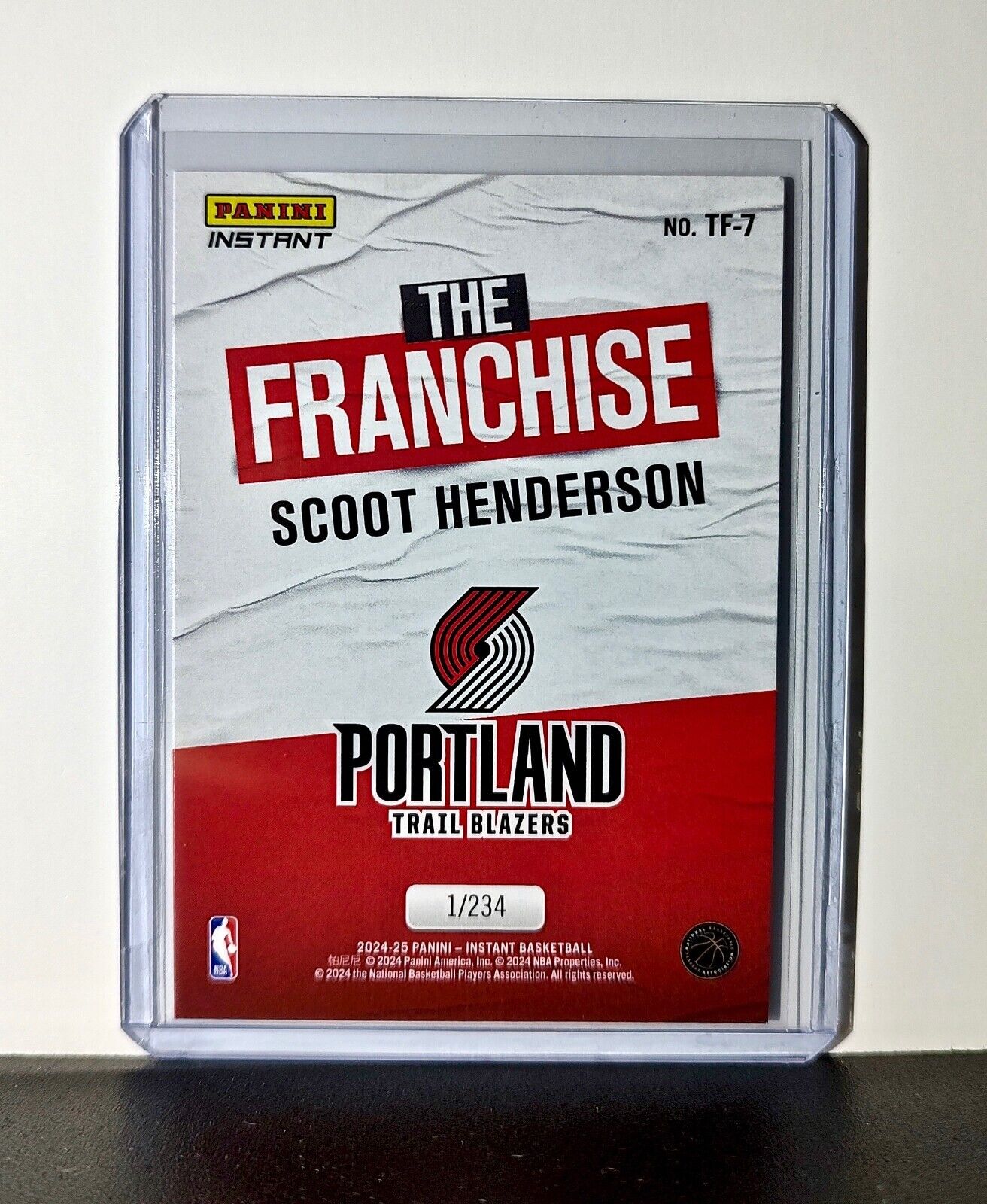 Scoot Henderson 2024-25 Panini The Franchise NBA #7 Card Trail Blazers 1/234