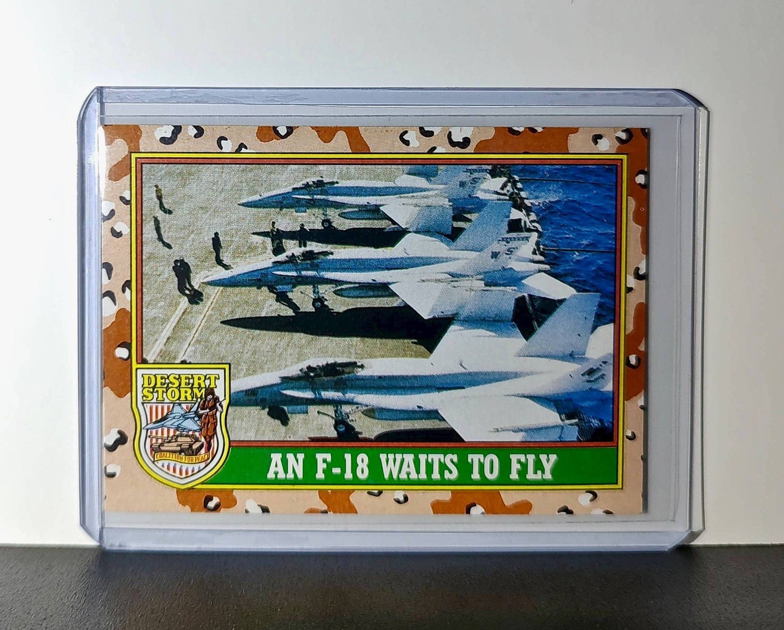 An F/A-18 Waits to Fly 1991 Topps Desert Storm #29 Card