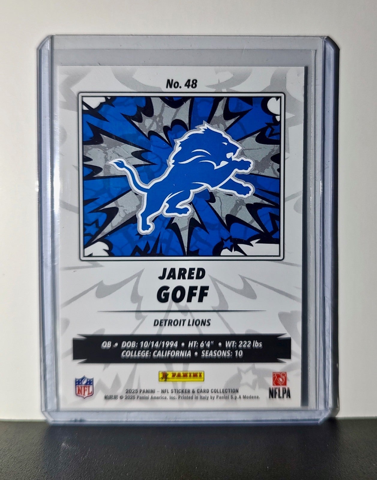Jared Goff 2025 Panini NFL #48 Foil Sticker Card Detroit Lions