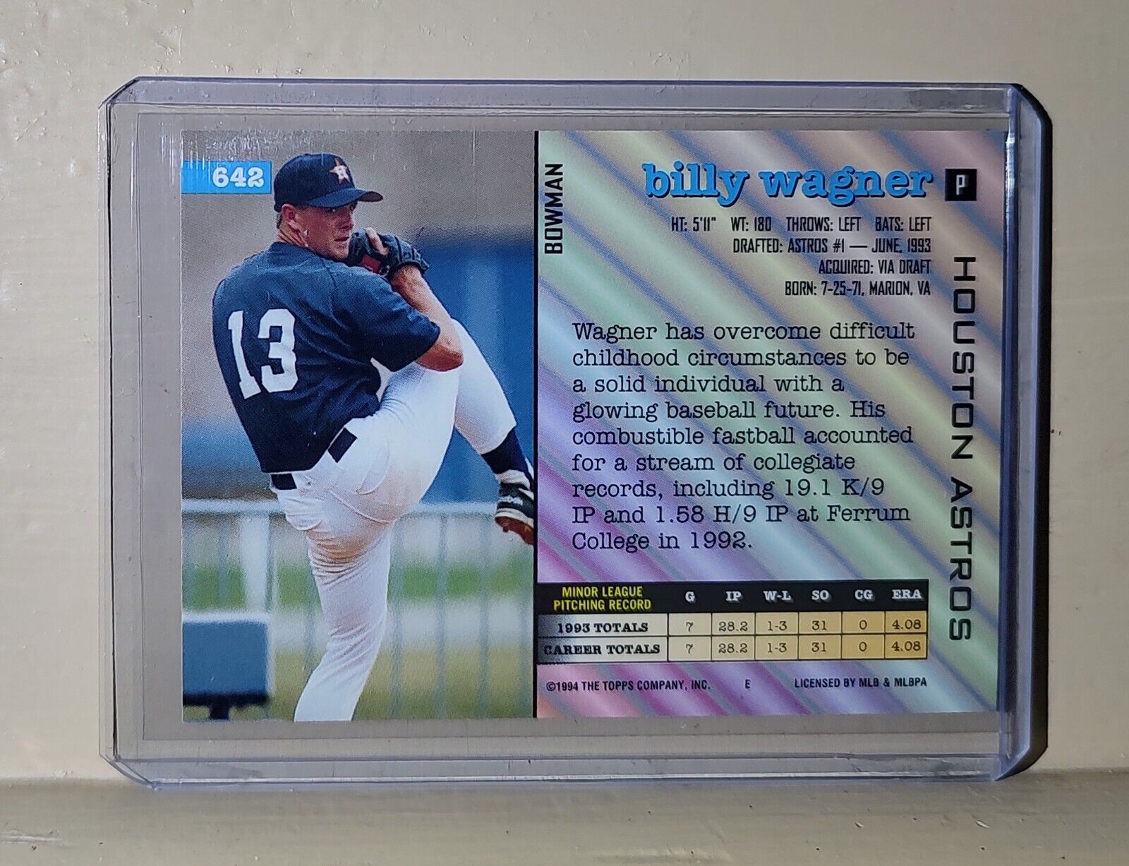 Billy Wagner 1994 Topps Bowman MLB #642 Baseball Card Houston Astros