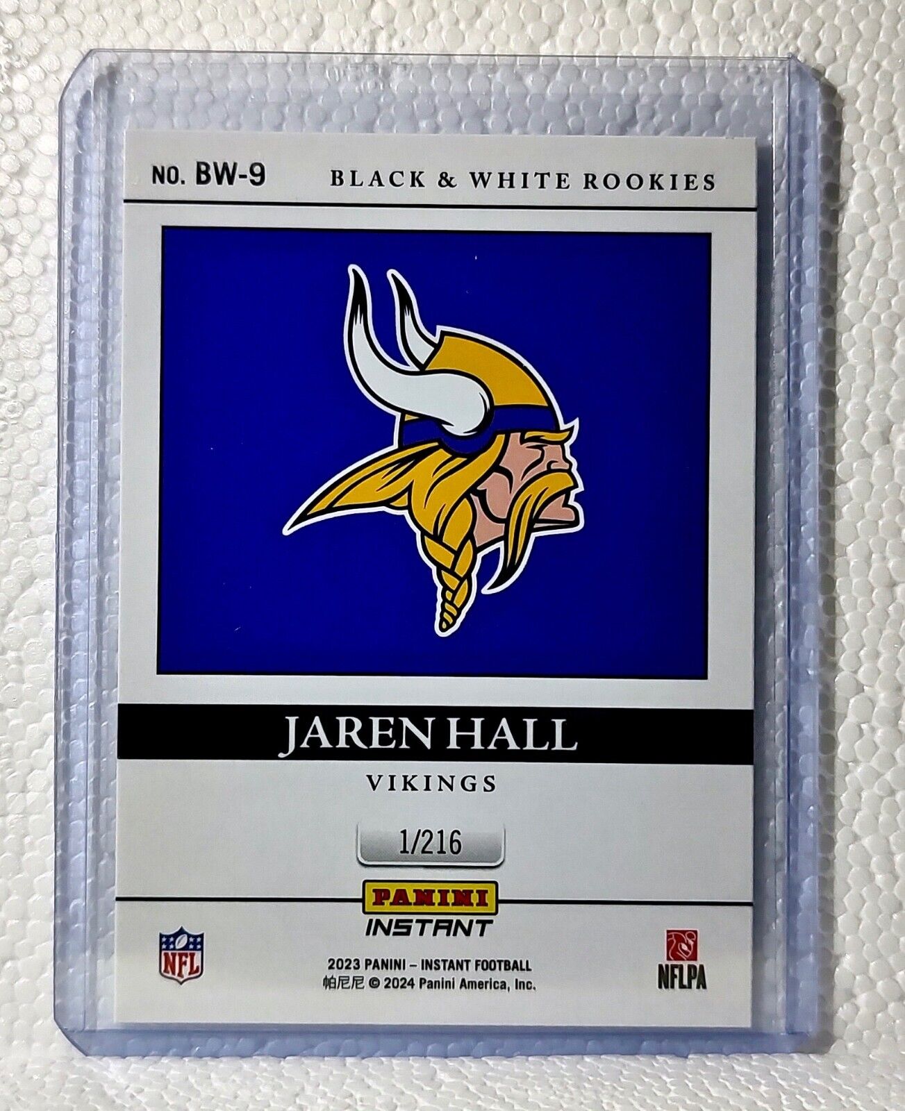 Jaren Hall 2023 Panini NFL #9 Black & White Rookies Card Minnesota Vikings 1/216