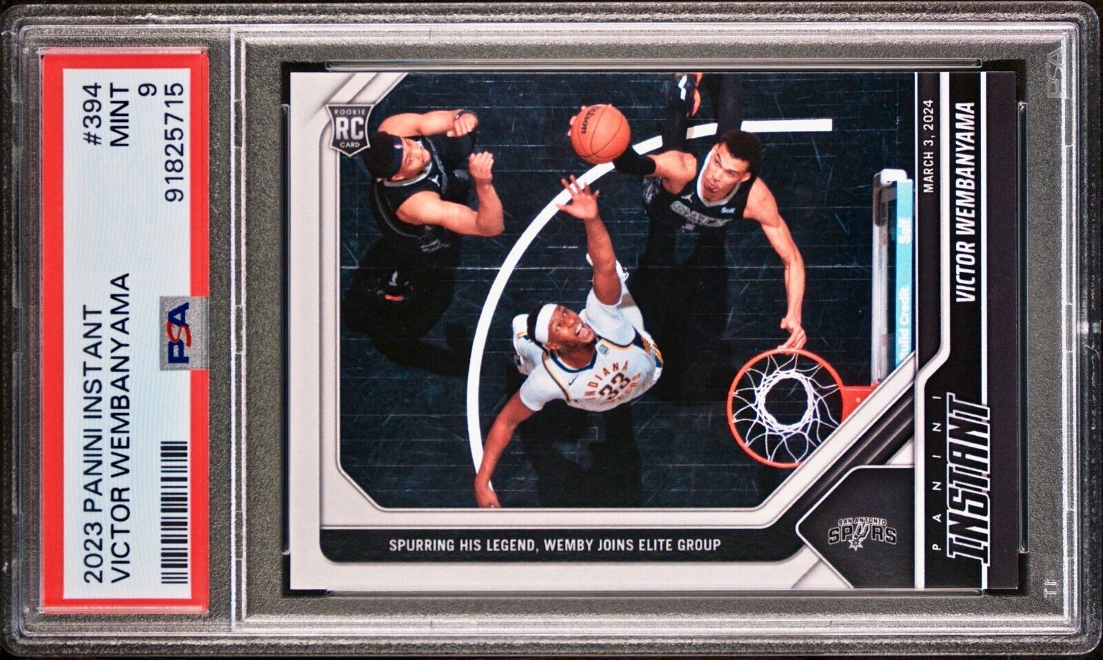 Victor Wembanyama 2023-24 Panini #394 NBA Rookie Card 1 of 2849 PSA 9 MINT