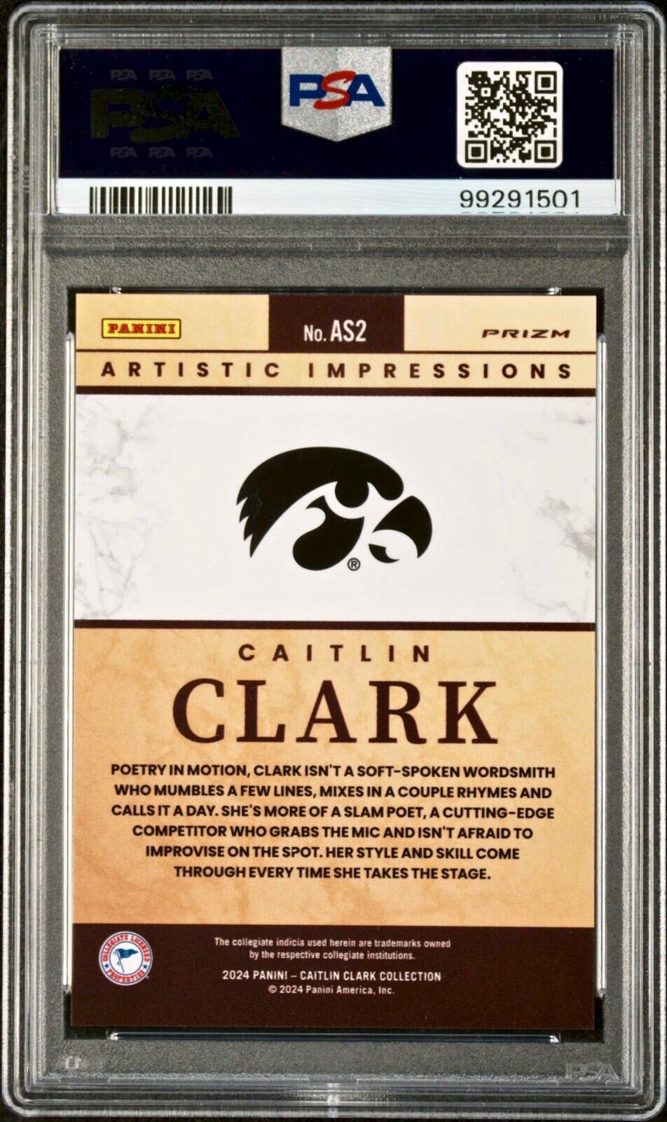 Caitlin Clark 2024 Panini Select Artistic Collections #AS2 Card PSA 10 Gem Mint