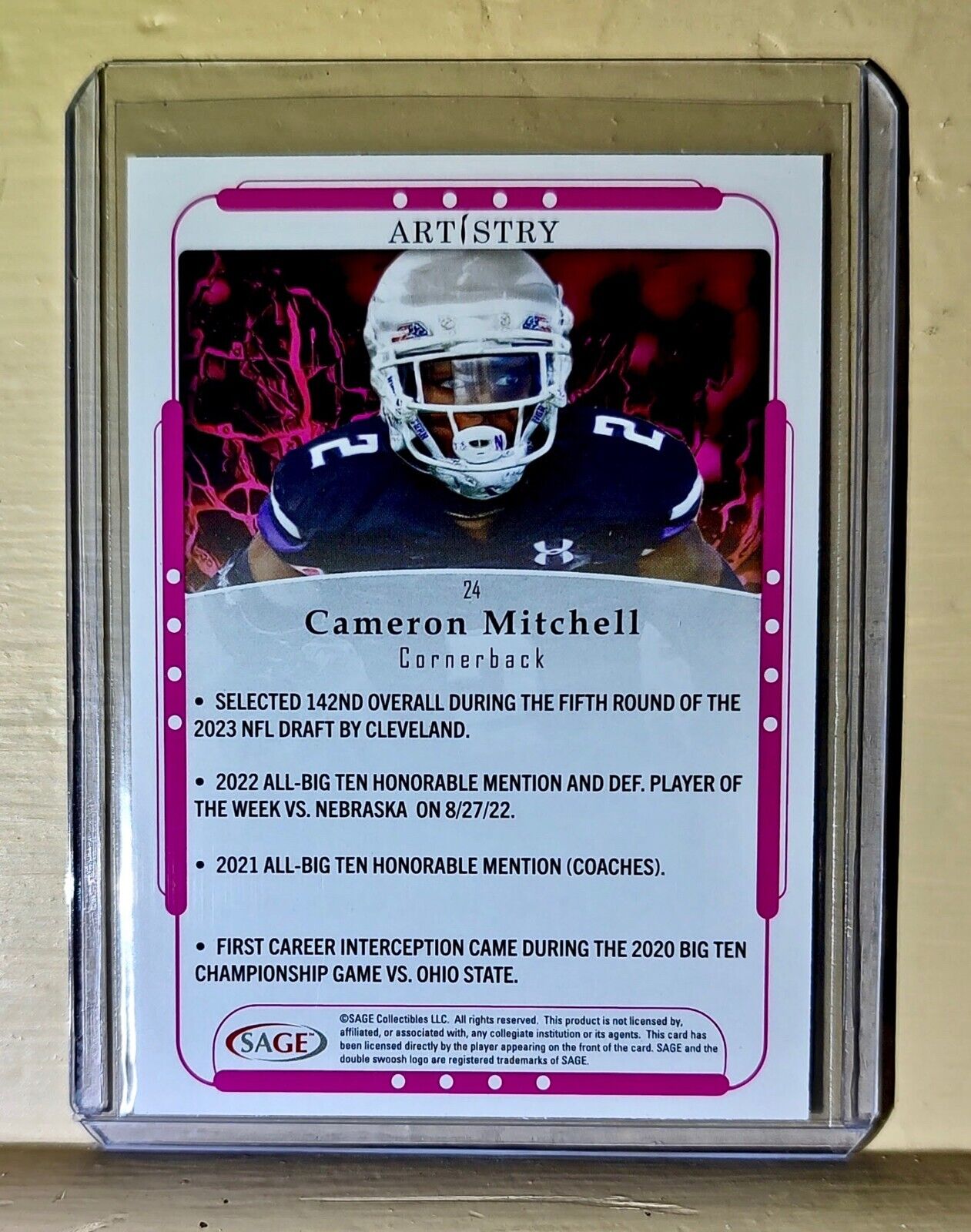 Cameron Mitchell 2023 SAGE NFL Artistry Football #24 Card