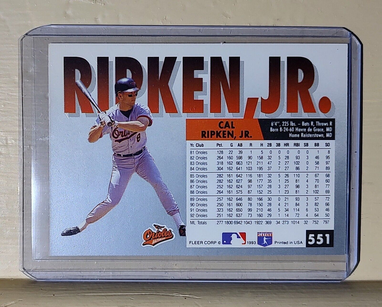 1993 Cal Ripken Jr Fleer #551 MLB Baseball Card Baltimore Orioles