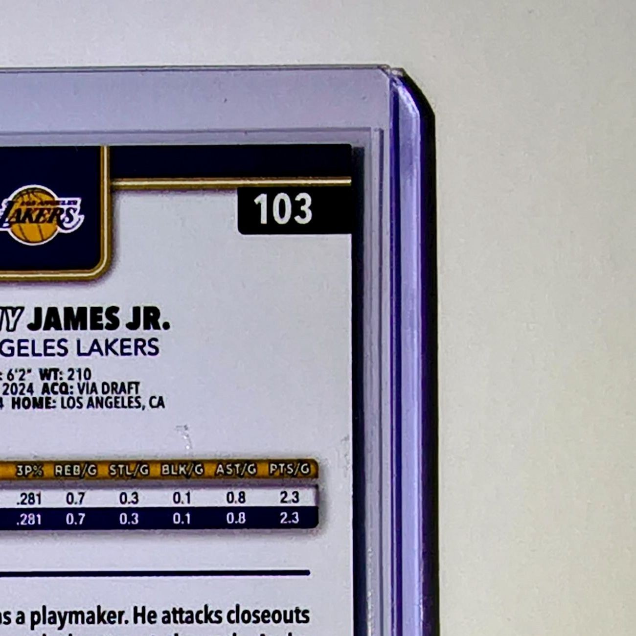 Bronny James Jr. 2025-26 NBA Topps Chrome Update #103 Card Los Angeles Lakers