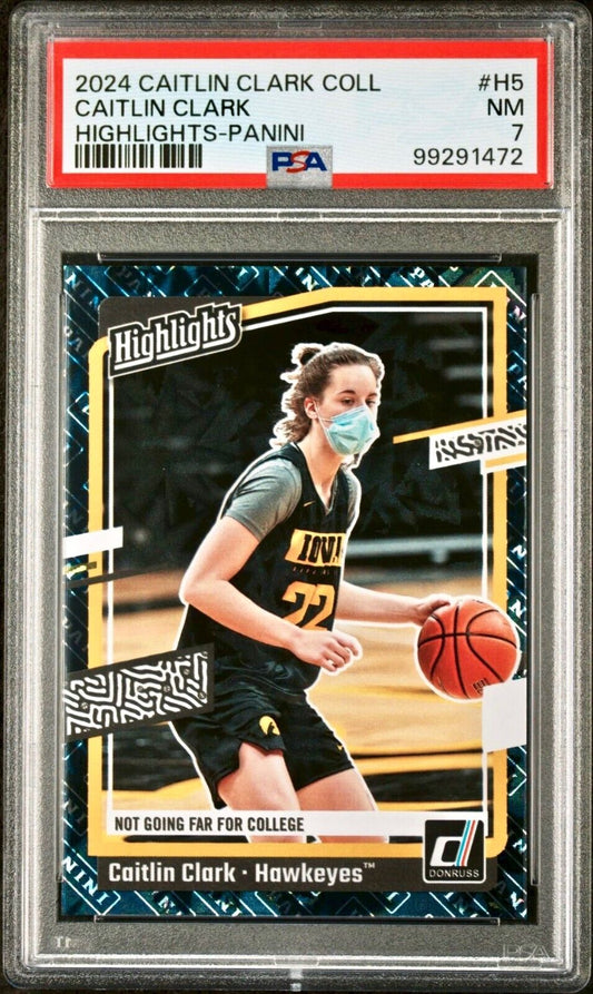 Caitlin Clark 2024 Panini Donruss Highlights #H5 Basketball Card PSA 7 Near Mint