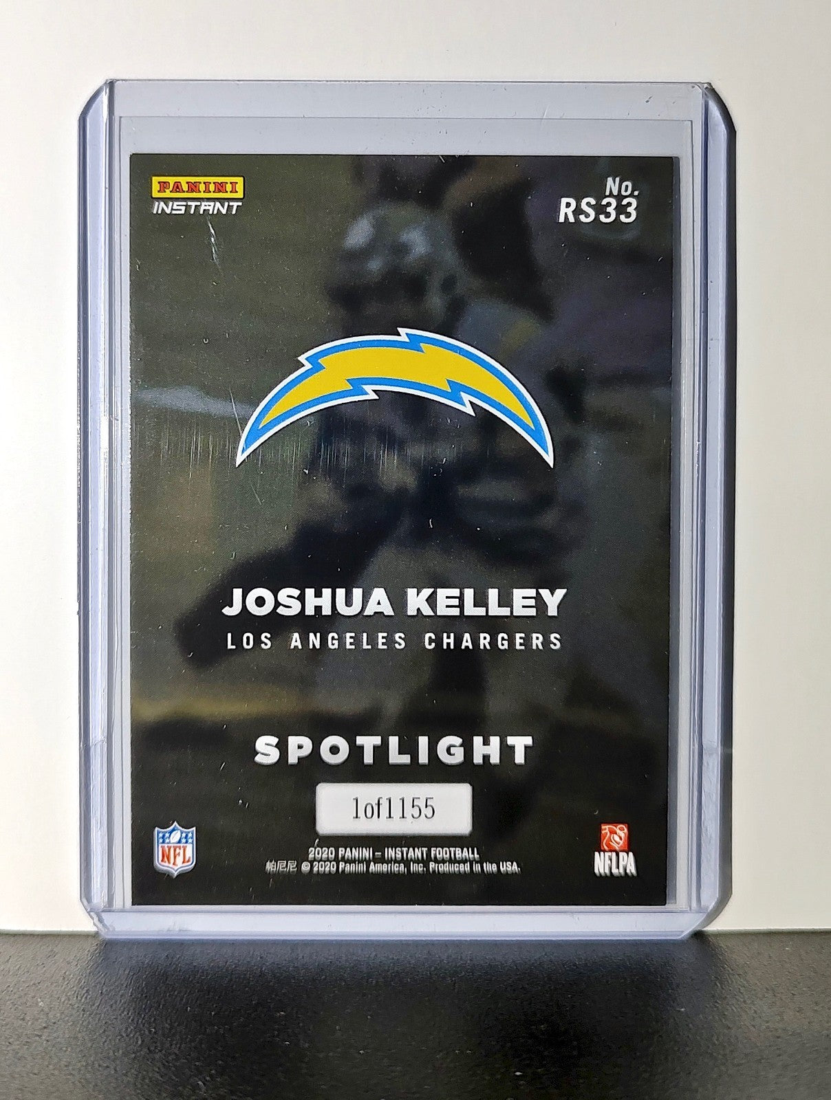 Joshua Kelley Rookie 2020 Panini NFL #33 Rookie Spotlight Los Angeles Chargers