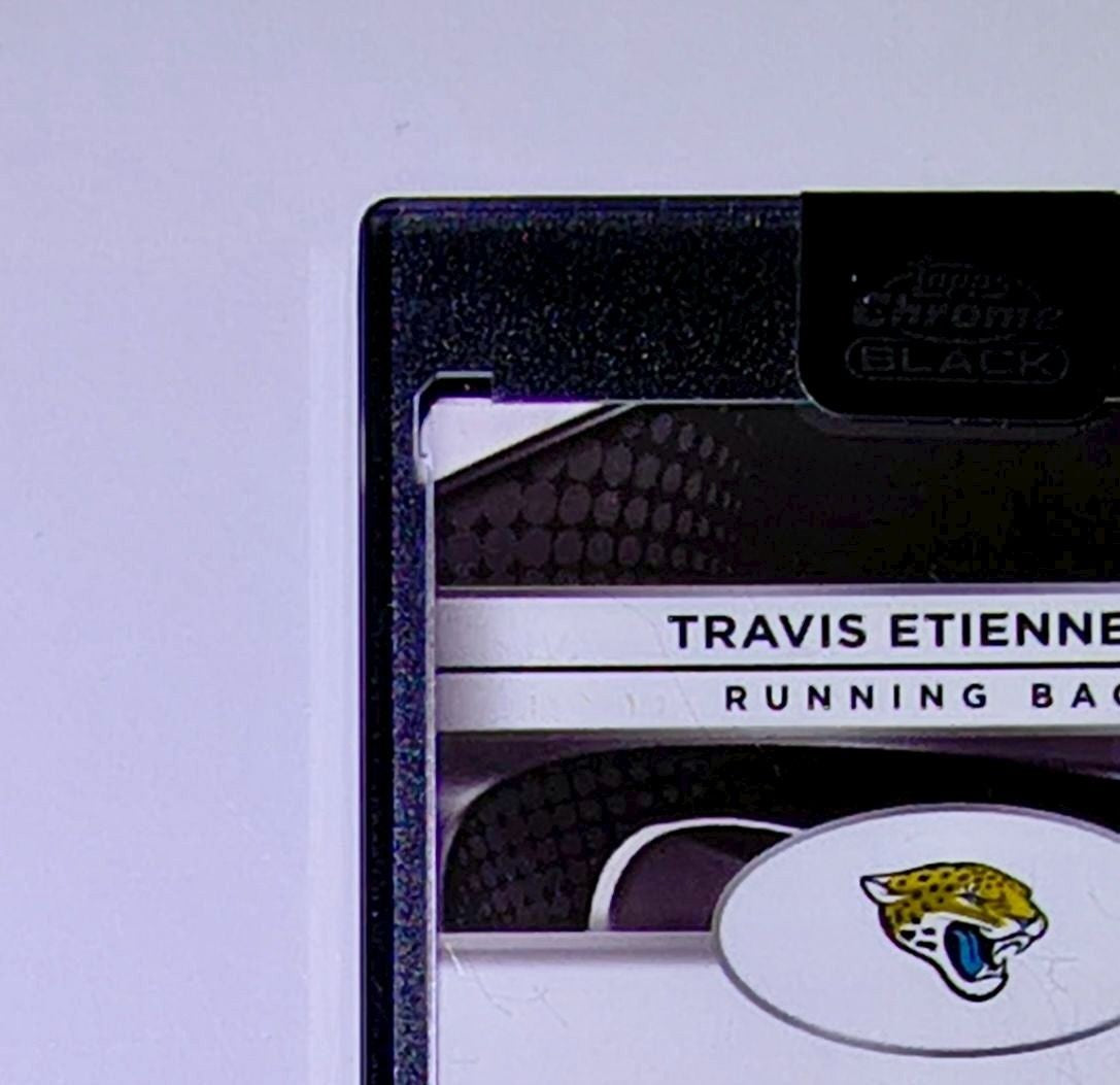 Travis Etienne Jr. 2025 NFL Topps Chrome Black #AU-TE Purple Refractor 58/75