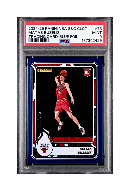 Matas Buzelis Rookie 2024-25 Panini NBA #73 Sticker 178/215 Blue Foil PSA 9 Mint
