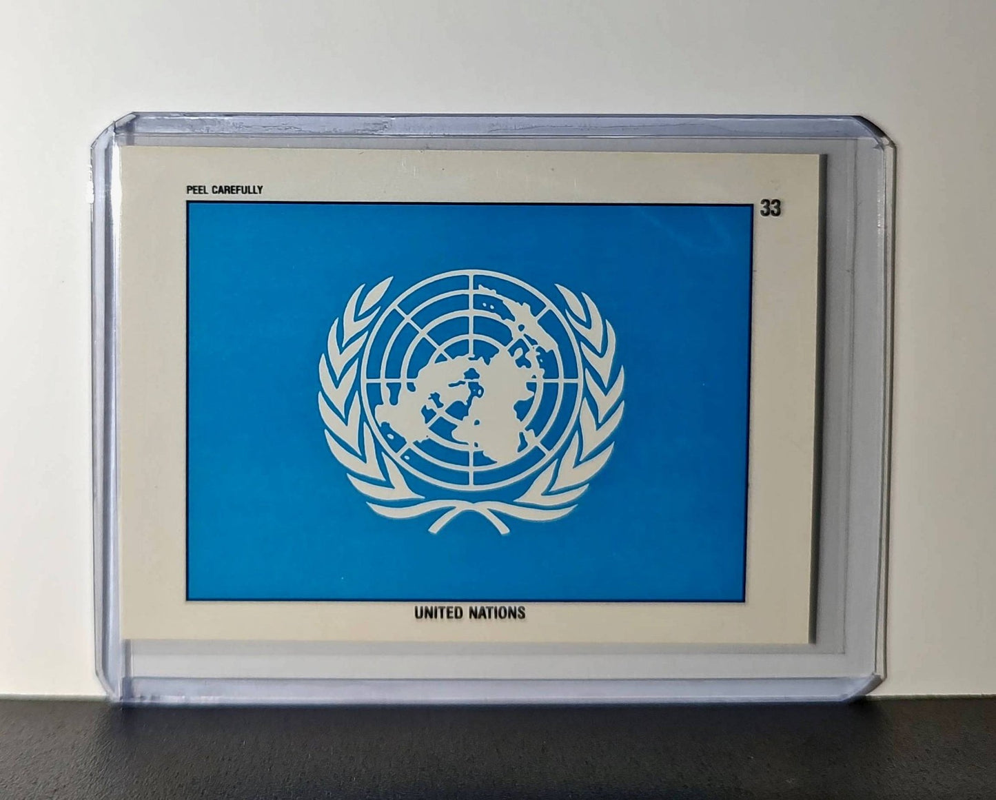 United Nations Flag 1991 Topps Desert Storm #33 Sticker Card