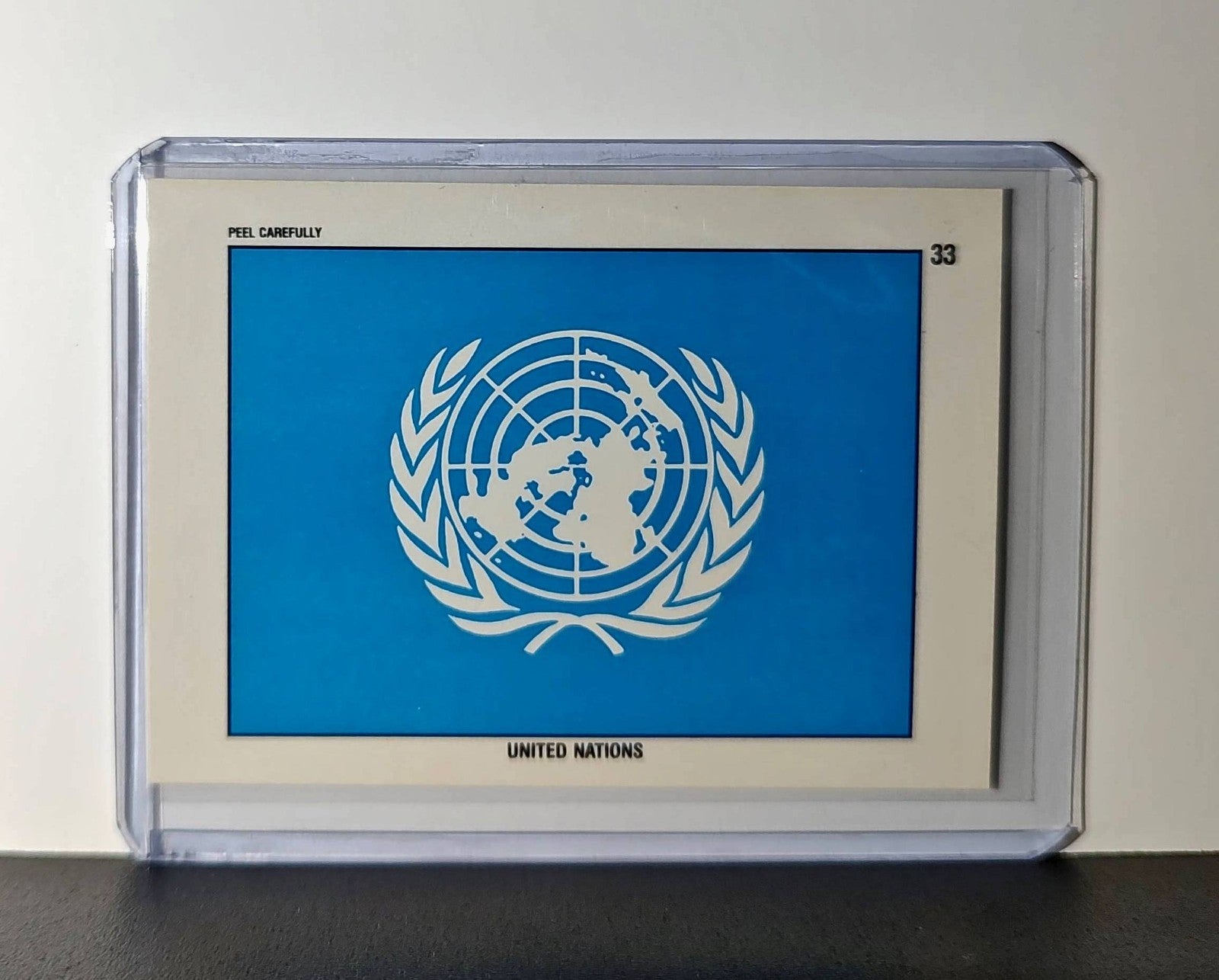 United Nations Flag 1991 Topps Desert Storm #33 Sticker Card