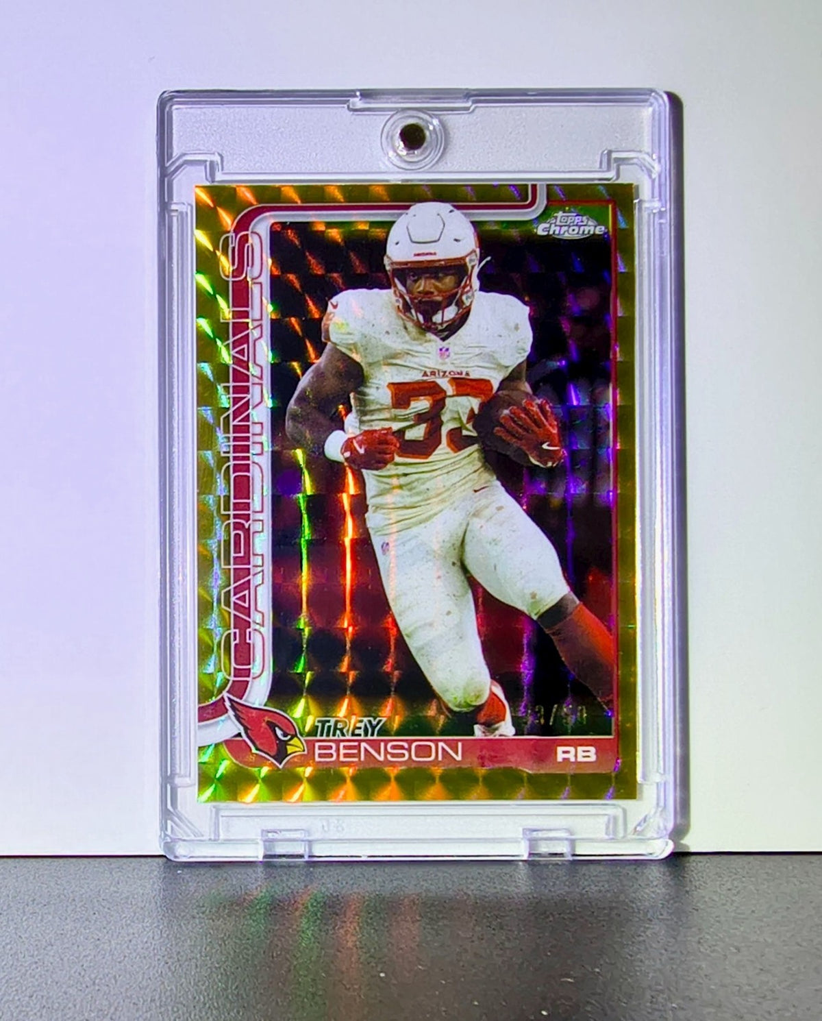 Trey Benson 2025 NFL Topps Chrome #7 Gold Geometric Refractor 33/50 Cardinals